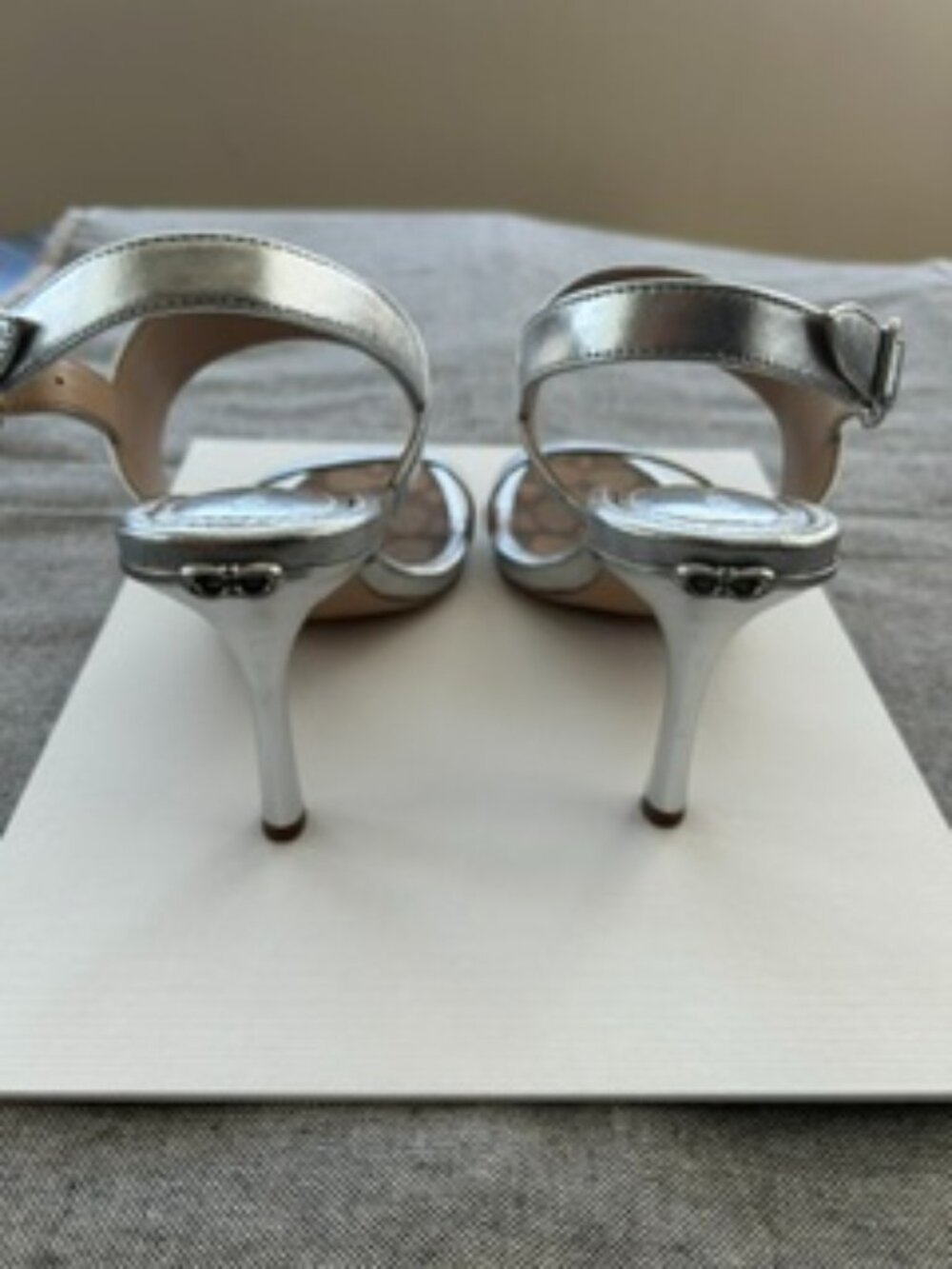 COACH Metallic Silver Heeled Sandals – Size 8 - Picture 9 of 16